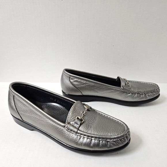 SAS Shoes Womens 8.5 Slim Pewter Metro Slip On Comfort Horsebit Loafers AAA - Picture 8 of 11